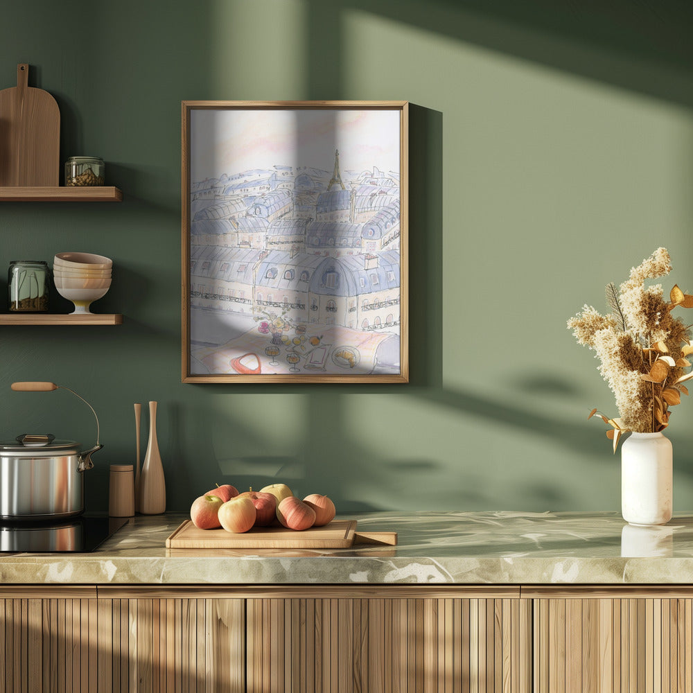 Parisian Rooftop 70x100 - Stretched Canvas, Poster or Fine Art Print I Heart Wall Art