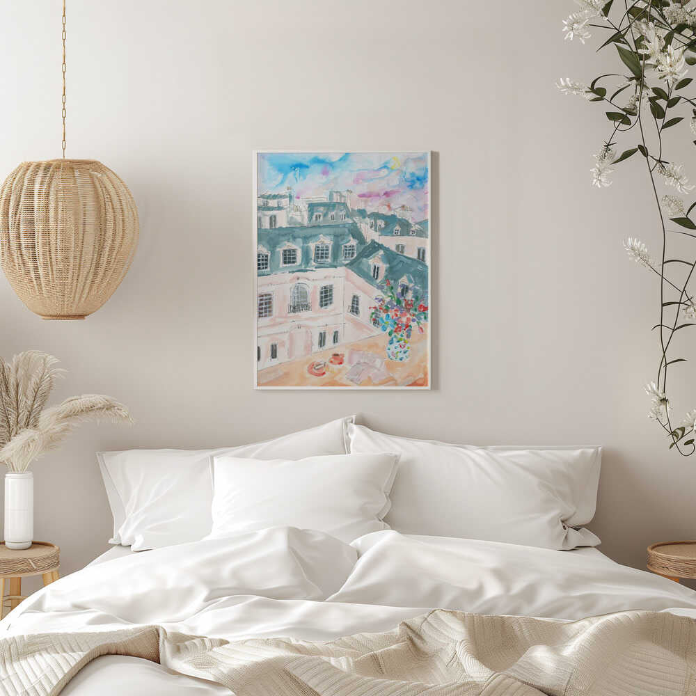 Parisian Rooftop - Stretched Canvas Poster or Fine Art Print