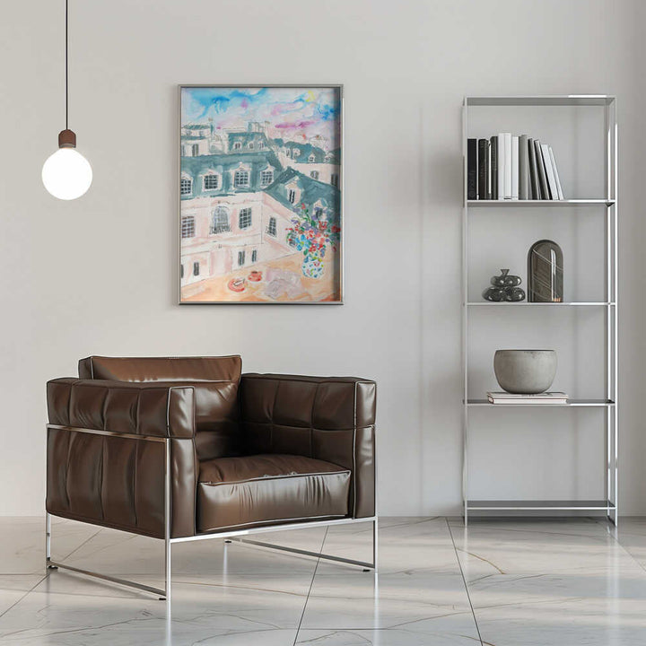 Parisian Rooftop - Stretched Canvas Poster or Fine Art Print