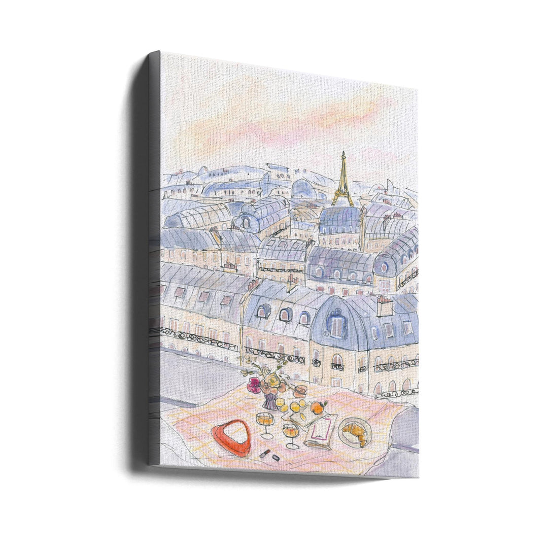Parisian Rooftop 70x100 - Stretched Canvas, Poster or Fine Art Print I Heart Wall Art