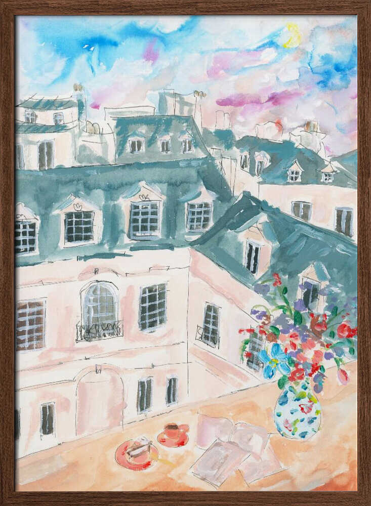 Parisian Rooftop - Stretched Canvas Poster or Fine Art Print