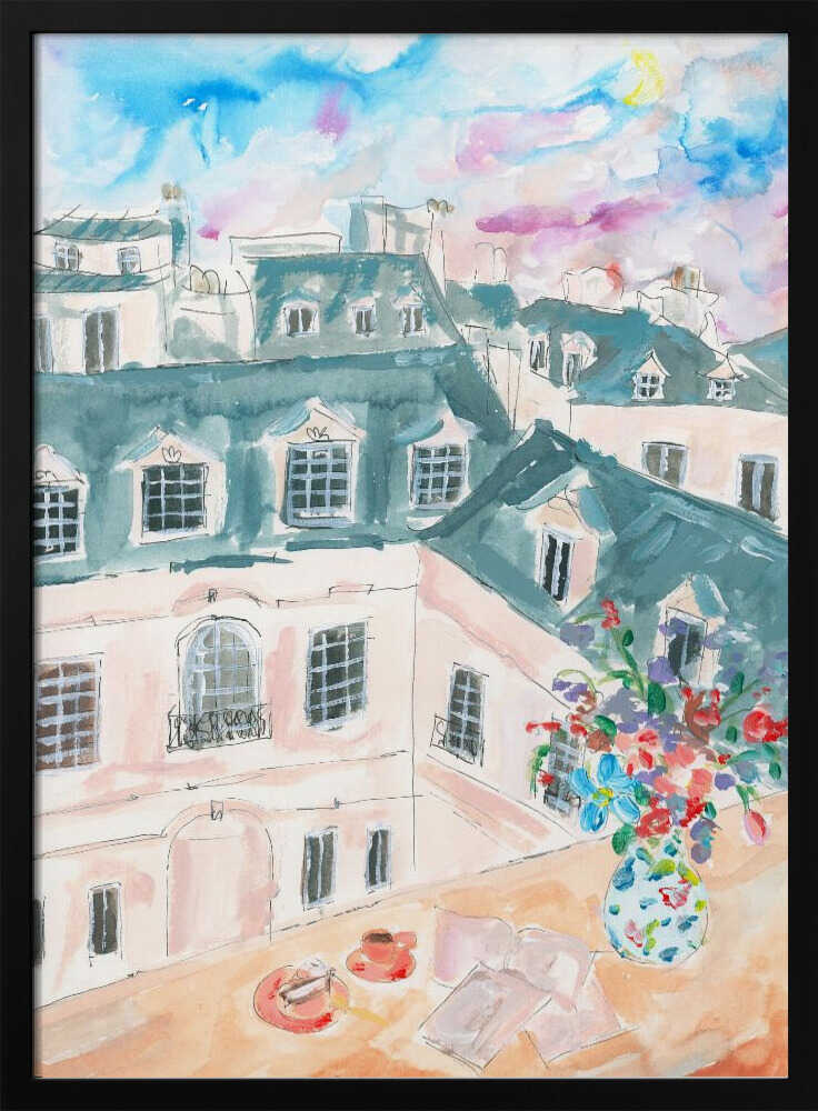 Parisian Rooftop - Stretched Canvas Poster or Fine Art Print
