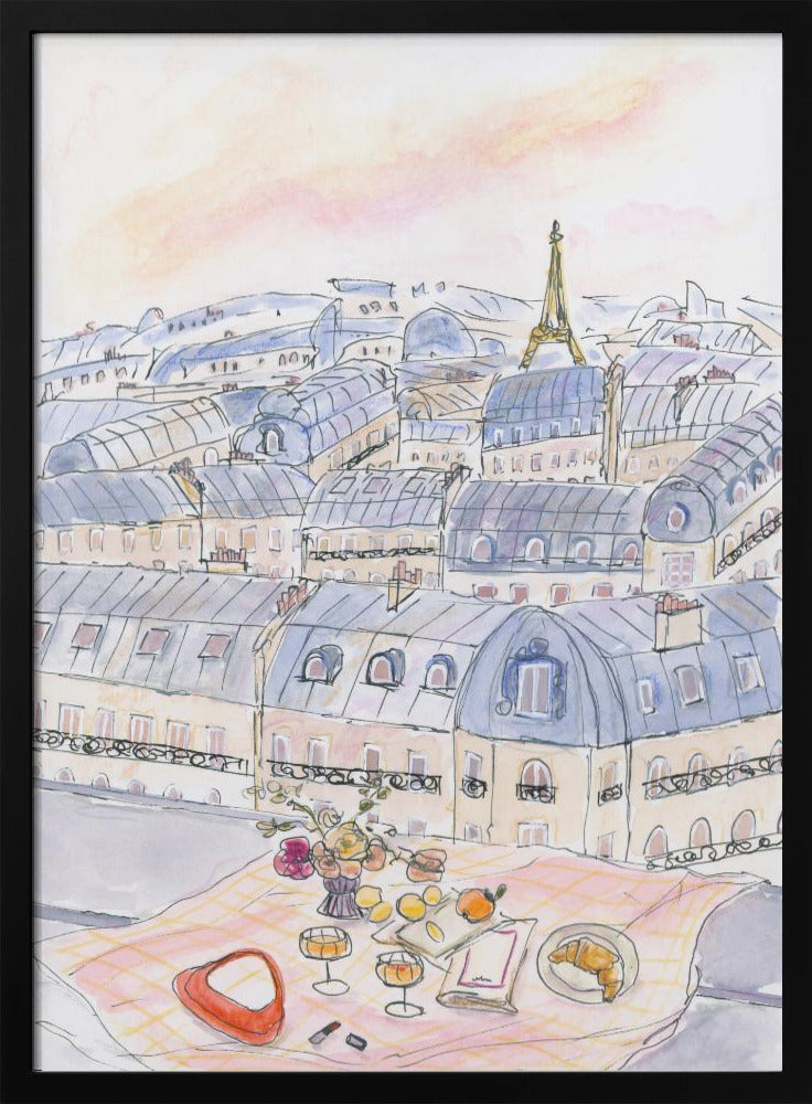 Parisian Rooftop 70x100 - Stretched Canvas, Poster or Fine Art Print I Heart Wall Art