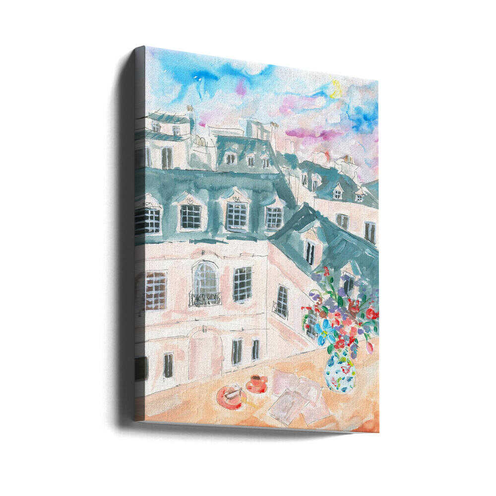 Parisian Rooftop - Stretched Canvas Poster or Fine Art Print