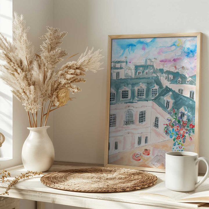 Parisian Rooftop - Stretched Canvas Poster or Fine Art Print
