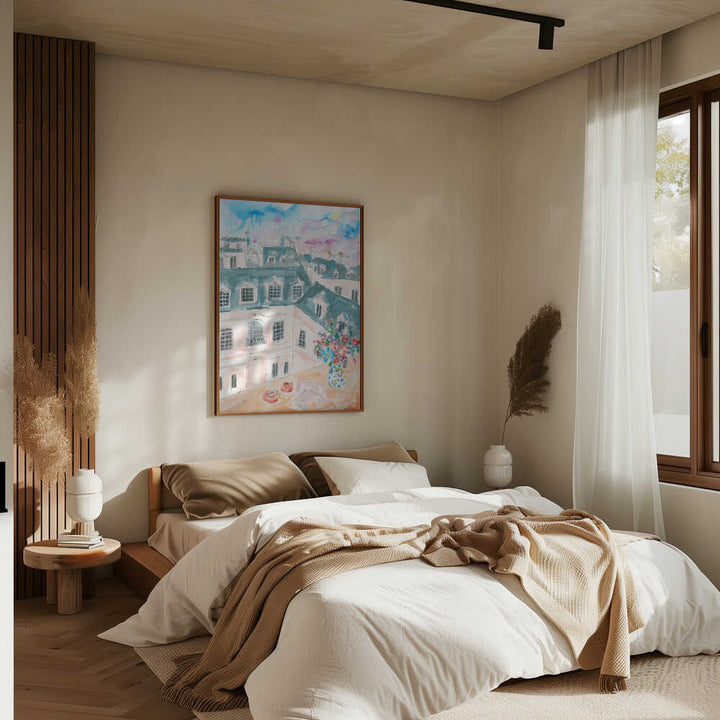 Parisian Rooftop - Stretched Canvas Poster or Fine Art Print