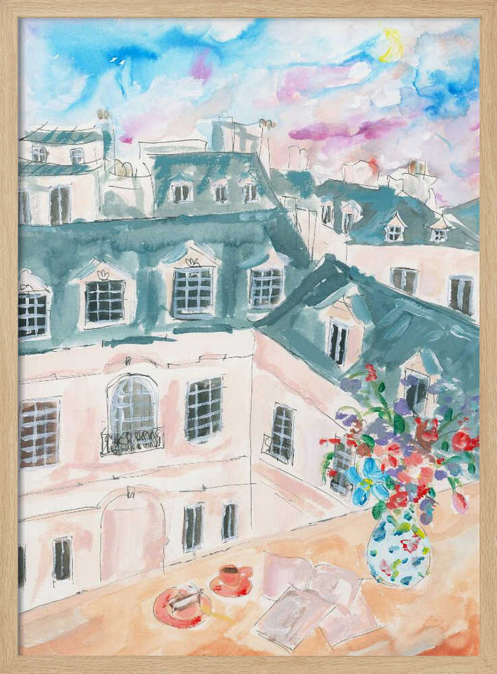 Parisian Rooftop - Stretched Canvas Poster or Fine Art Print