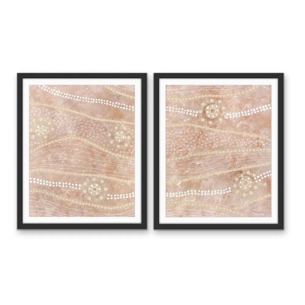Passing Through- Two Piece Aboriginal Art Print Set by Holly Stowers - Canvas or Art Print Dot Paintings I Heart Wall Art Australia 