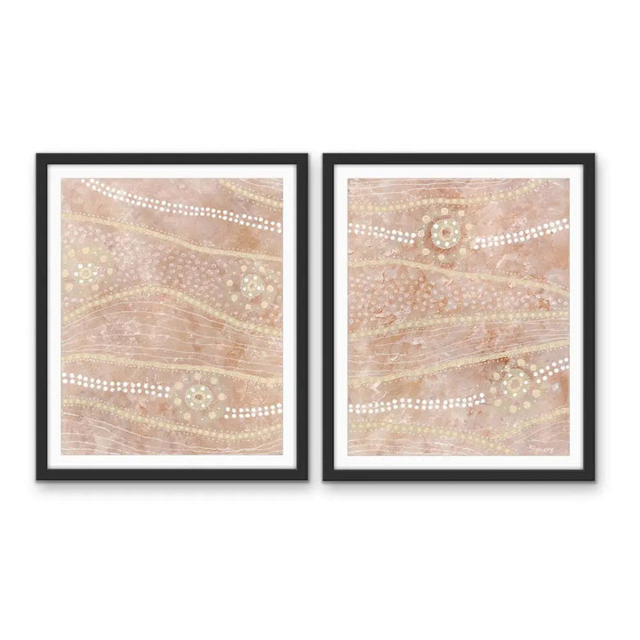 Passing Through- Two Piece Aboriginal Art Print Set by Holly Stowers - Canvas or Art Print Dot Paintings I Heart Wall Art Australia 