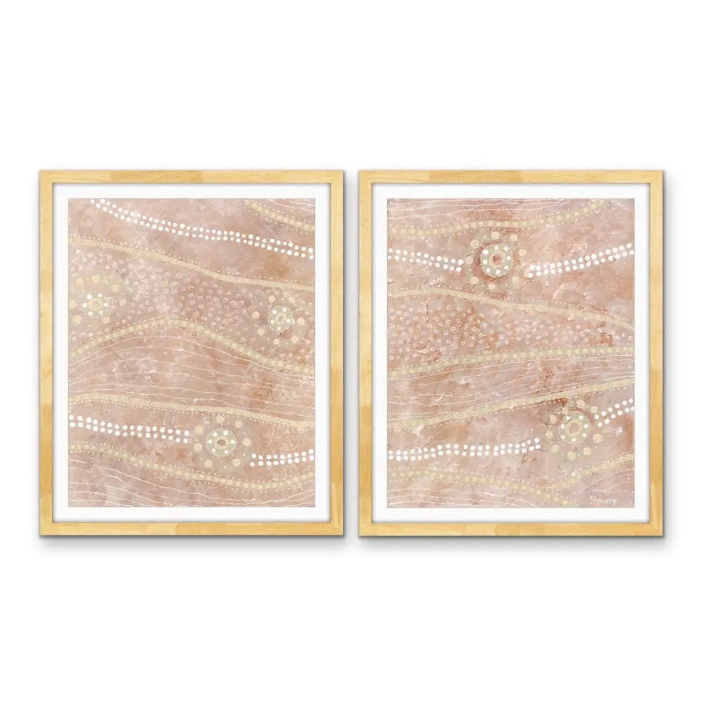 Passing Through- Two Piece Aboriginal Art Print Set by Holly Stowers - Canvas or Art Print Dot Paintings I Heart Wall Art Australia 