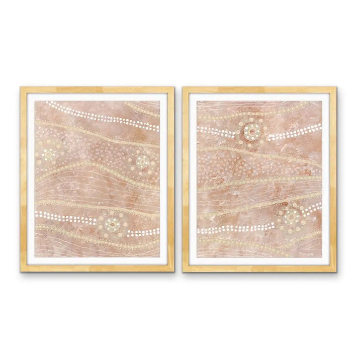 Passing Through- Two Piece Aboriginal Art Print Set by Holly Stowers - Canvas or Art Print Dot Paintings I Heart Wall Art Australia 