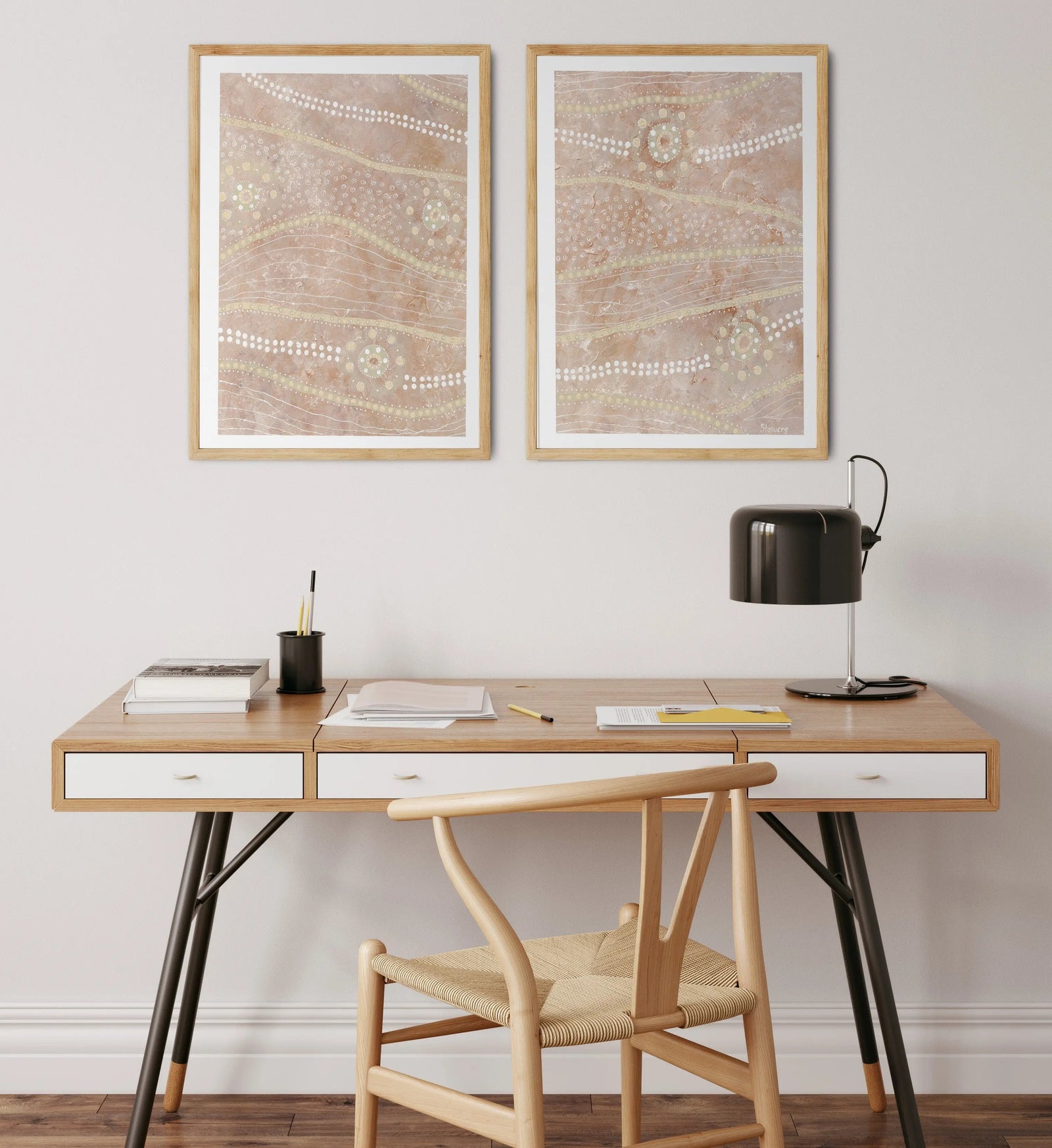 Passing Through- Two Piece Aboriginal Art Print Set by Holly Stowers - Canvas or Art Print Dot Paintings I Heart Wall Art Australia 