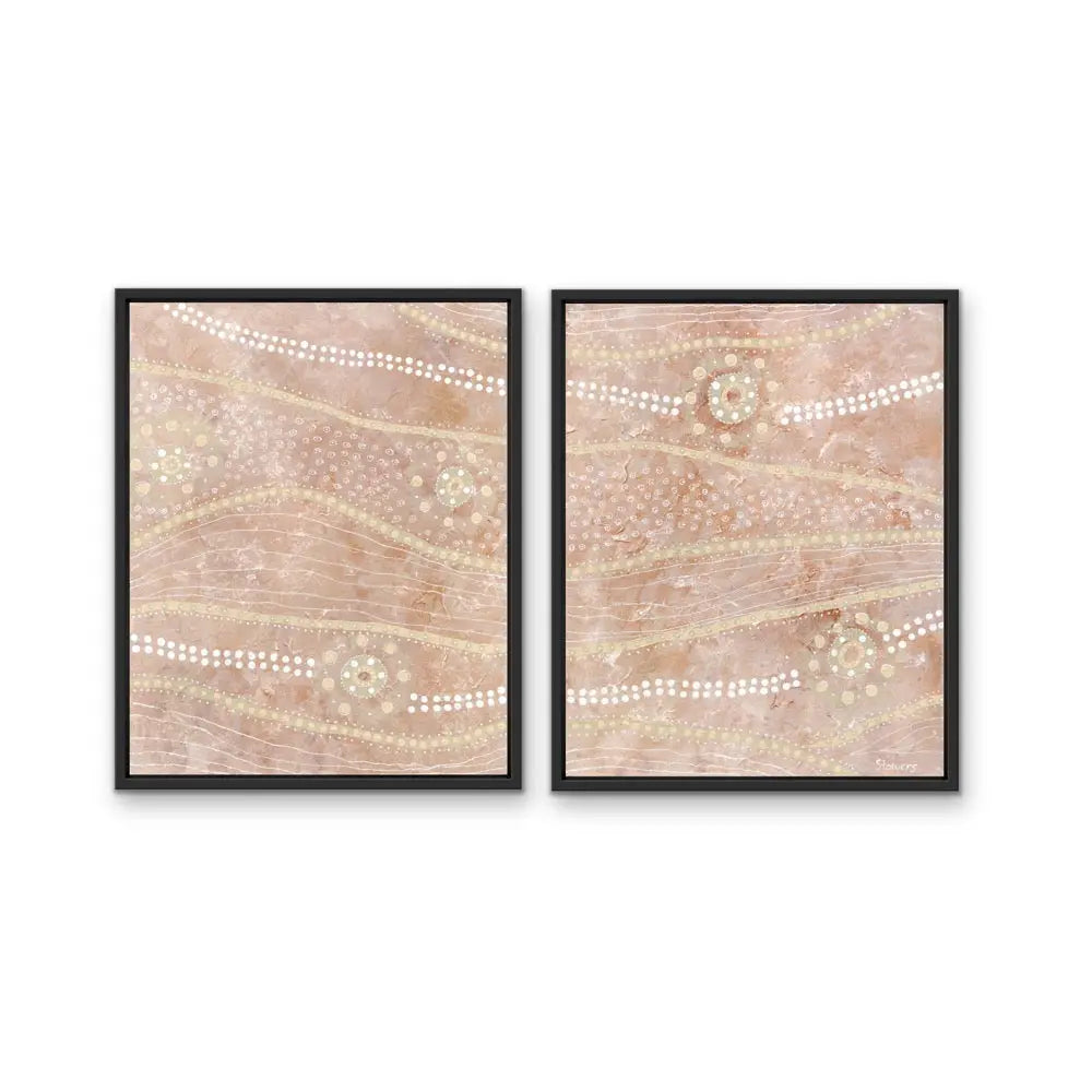 Passing Through- Two Piece Aboriginal Art Print Set by Holly Stowers - Canvas or Art Print Dot Paintings I Heart Wall Art Australia 