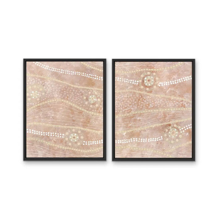 Passing Through- Two Piece Aboriginal Art Print Set by Holly Stowers - Canvas or Art Print Dot Paintings I Heart Wall Art Australia 