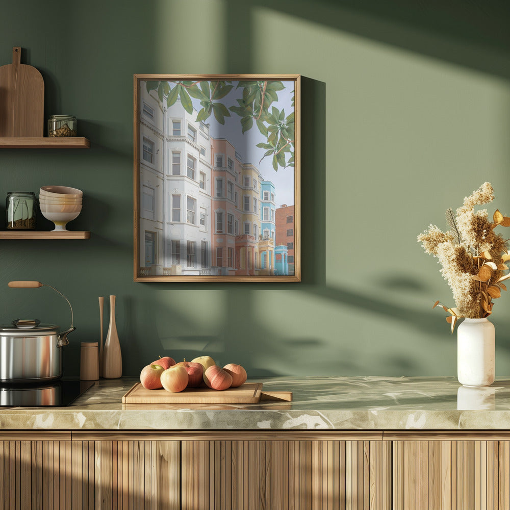 Pastel Houses - Stretched Canvas, Poster or Fine Art Print I Heart Wall Art