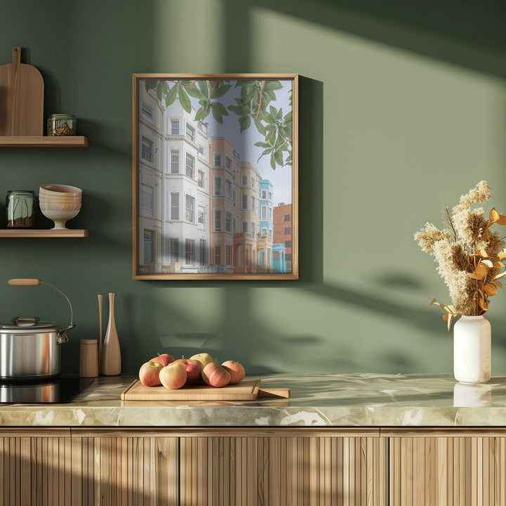 Pastel Houses - Stretched Canvas, Poster or Fine Art Print I Heart Wall Art