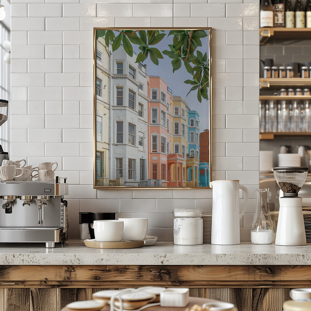 Pastel Houses - Stretched Canvas, Poster or Fine Art Print I Heart Wall Art