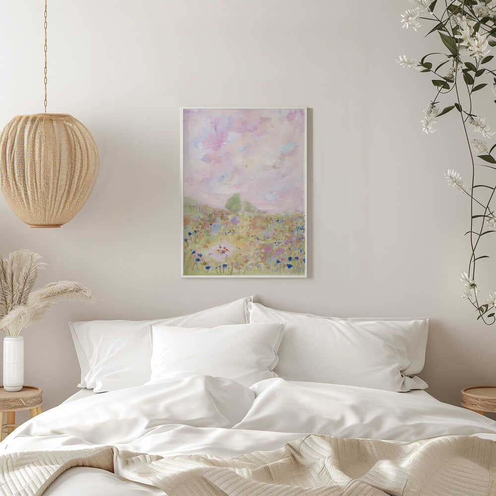 Pastel Meadow Bliss - Stretched Canvas Poster or Fine Art Print