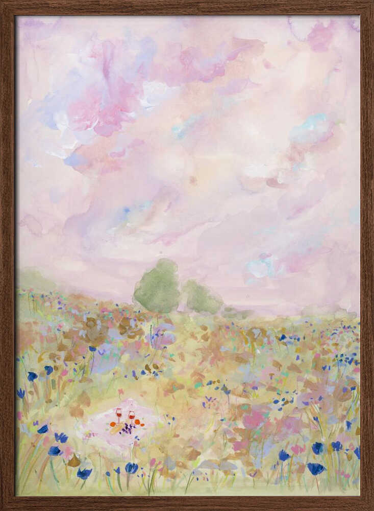 Pastel Meadow Bliss - Stretched Canvas Poster or Fine Art Print