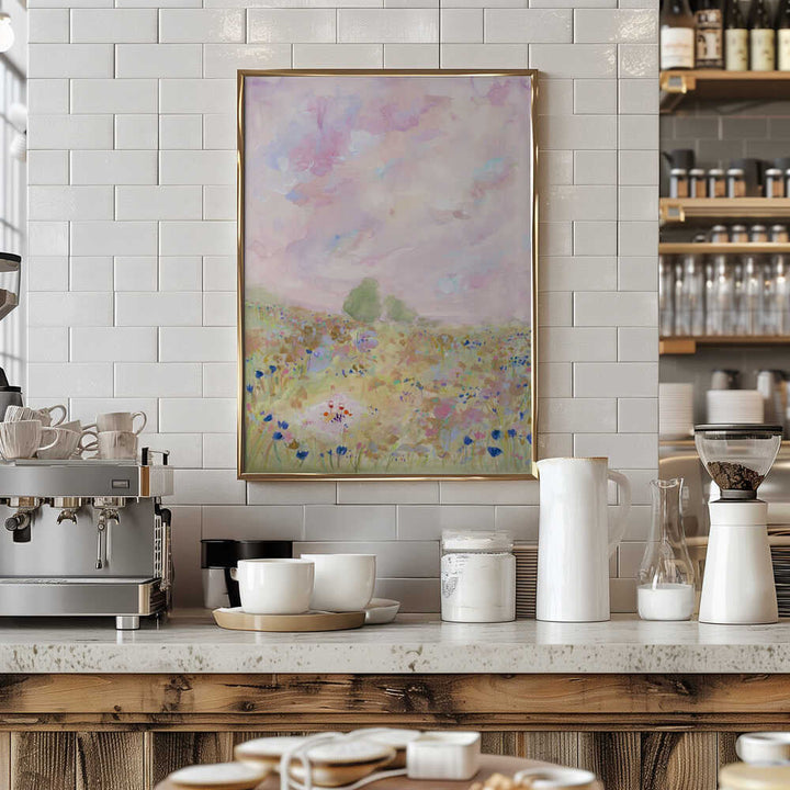 Pastel Meadow Bliss - Stretched Canvas Poster or Fine Art Print