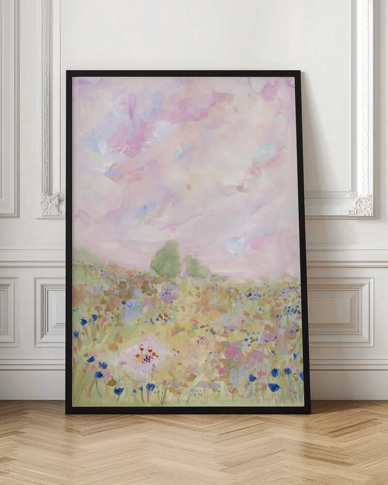 Pastel Meadow Bliss - Stretched Canvas Poster or Fine Art Print