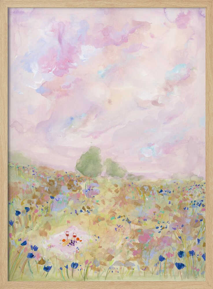 Pastel Meadow Bliss - Stretched Canvas Poster or Fine Art Print