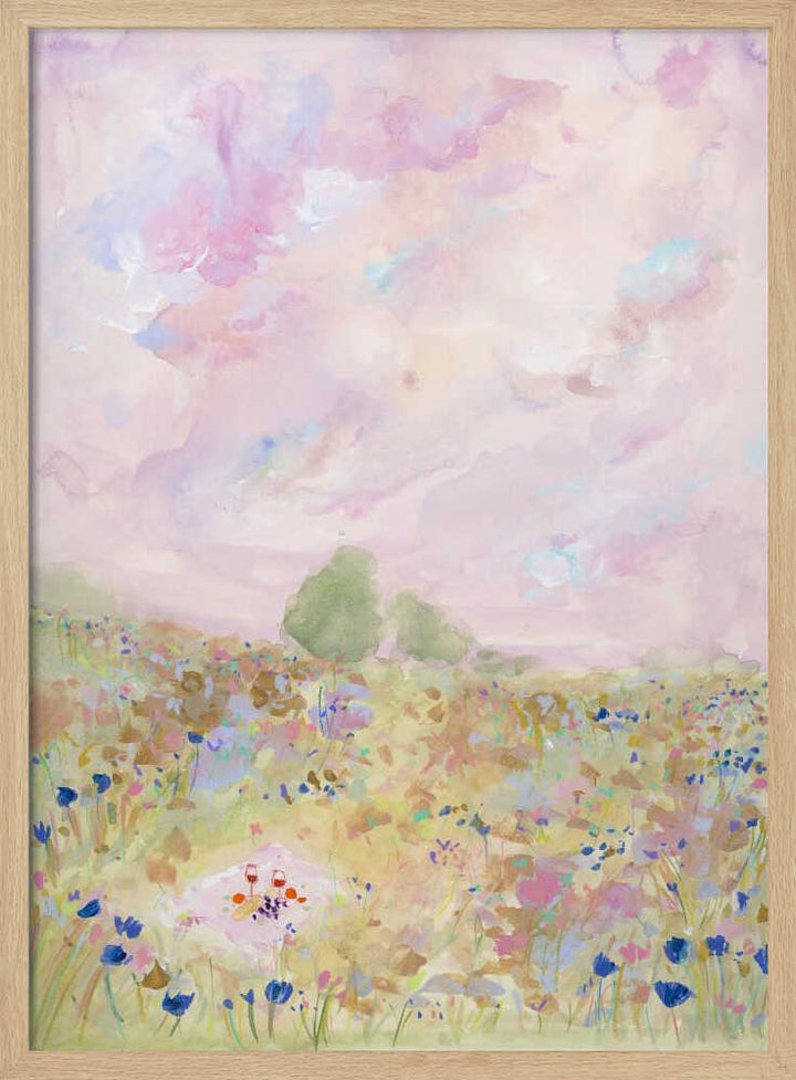 Pastel Meadow Bliss - Stretched Canvas Poster or Fine Art Print
