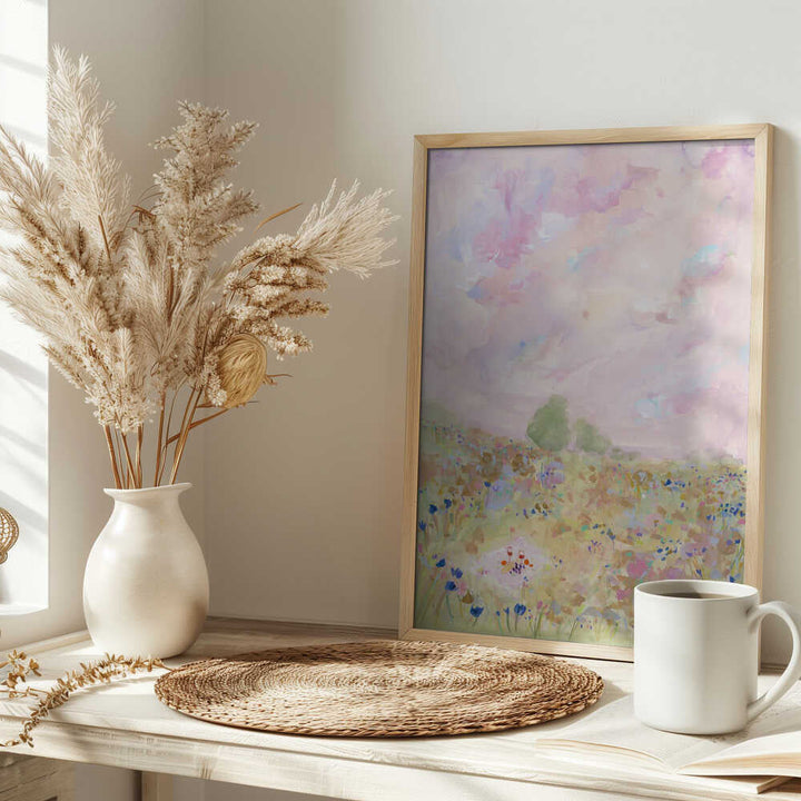 Pastel Meadow Bliss - Stretched Canvas Poster or Fine Art Print