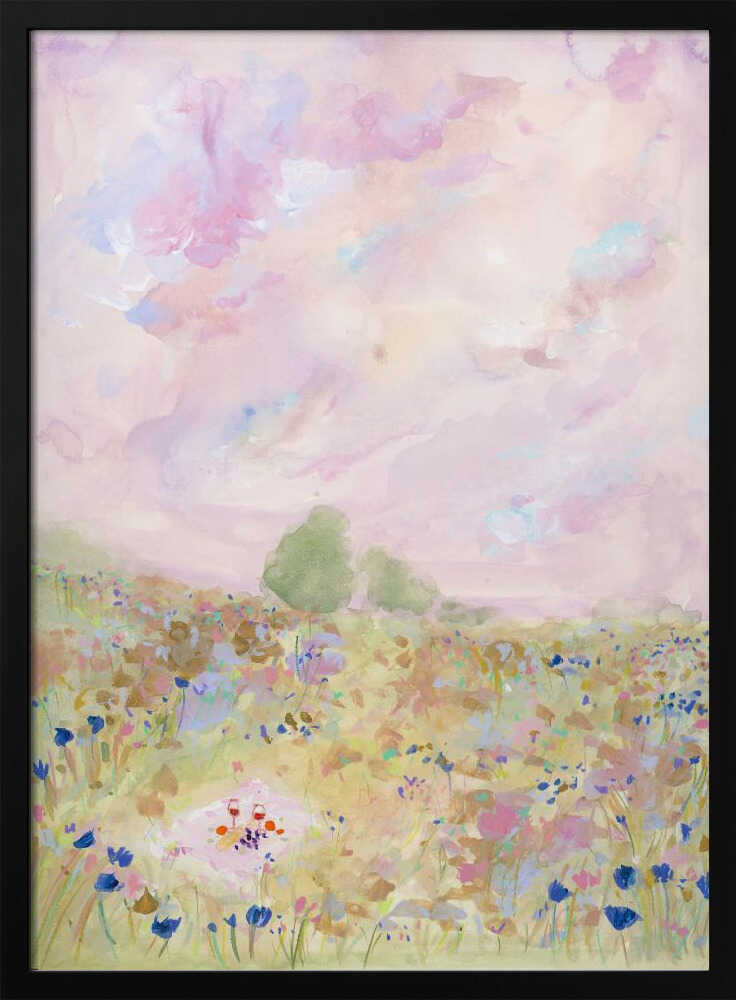 Pastel Meadow Bliss - Stretched Canvas Poster or Fine Art Print