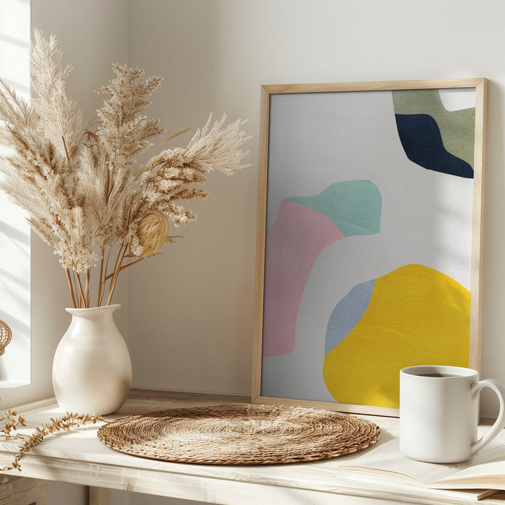 Pastel Minimal shapes - Stretched Canvas, Poster or Fine Art Print I Heart Wall Art