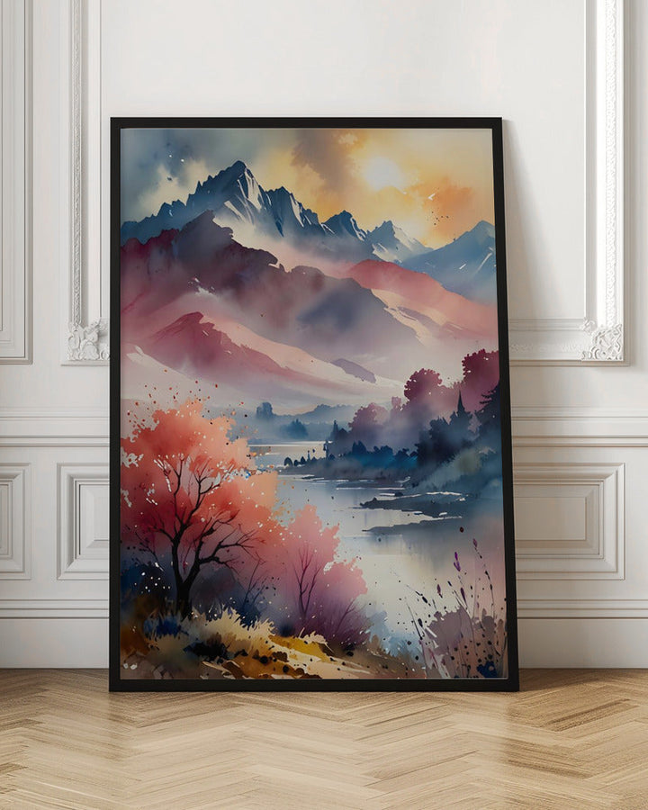 Pastel Peaks and Calm Waters - Stretched Canvas, Poster or Fine Art Print I Heart Wall Art