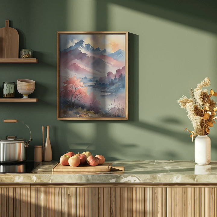 Pastel Peaks and Calm Waters - Stretched Canvas, Poster or Fine Art Print I Heart Wall Art
