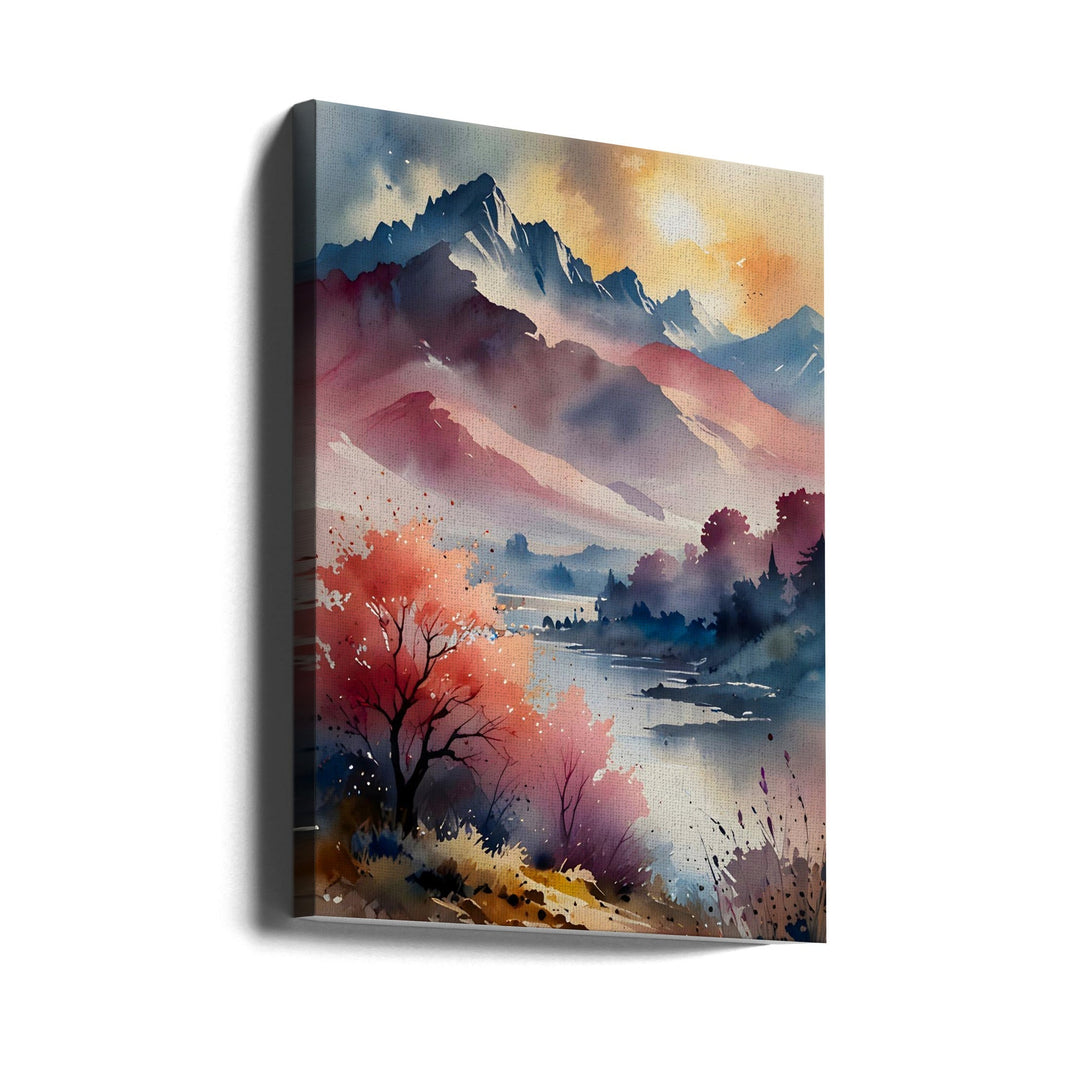 Pastel Peaks and Calm Waters - Stretched Canvas, Poster or Fine Art Print I Heart Wall Art