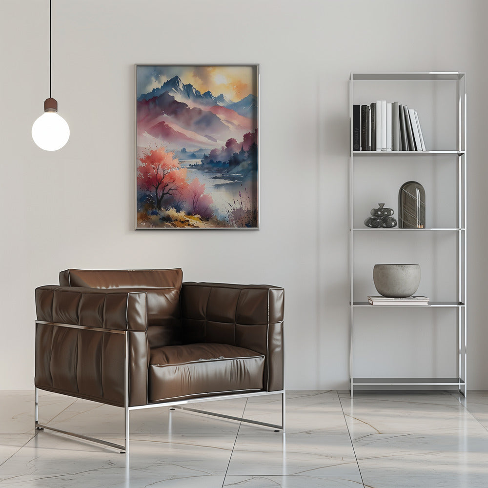 Pastel Peaks and Calm Waters - Stretched Canvas, Poster or Fine Art Print I Heart Wall Art