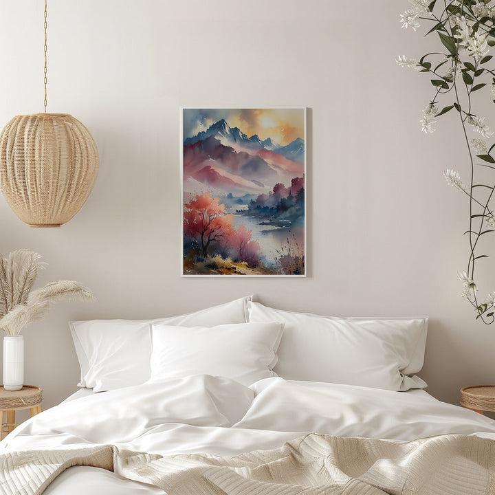 Pastel Peaks and Calm Waters - Stretched Canvas, Poster or Fine Art Print I Heart Wall Art