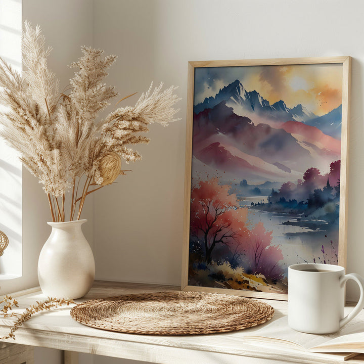 Pastel Peaks and Calm Waters - Stretched Canvas, Poster or Fine Art Print I Heart Wall Art