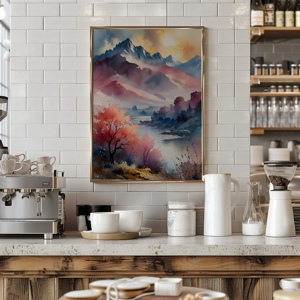 Pastel Peaks and Calm Waters - Stretched Canvas, Poster or Fine Art Print I Heart Wall Art