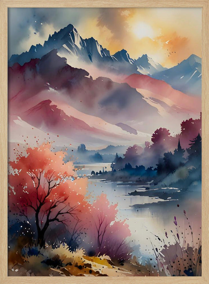 Pastel Peaks and Calm Waters - Stretched Canvas, Poster or Fine Art Print I Heart Wall Art