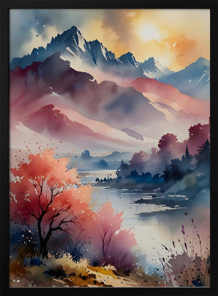 Pastel Peaks and Calm Waters - Stretched Canvas, Poster or Fine Art Print I Heart Wall Art