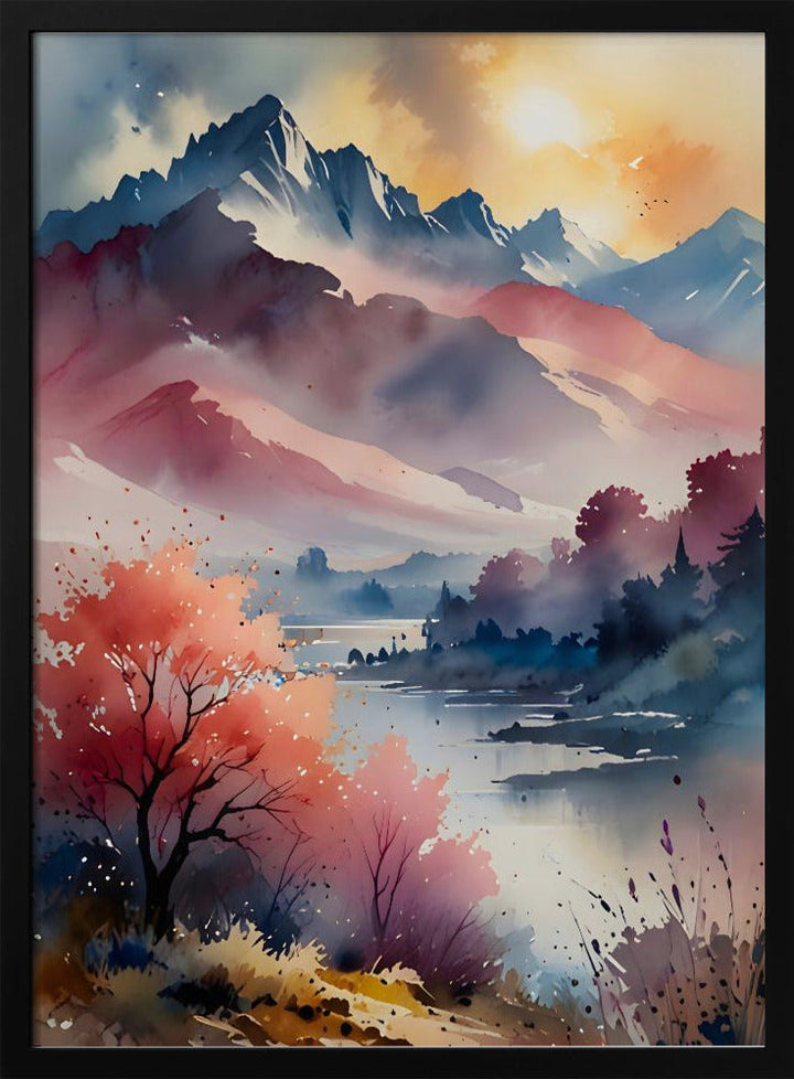 Pastel Peaks and Calm Waters - Stretched Canvas, Poster or Fine Art Print I Heart Wall Art