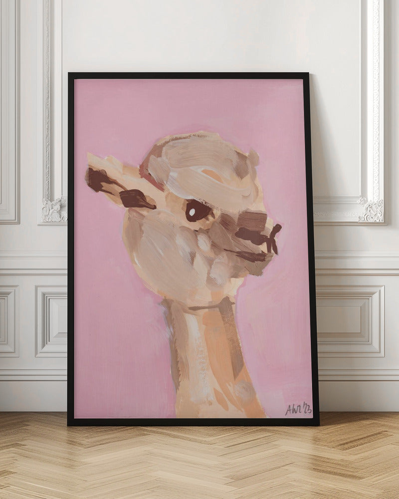 Pastel Pink Alpaca - Stretched Canvas, Poster or Fine Art Print I Heart Wall Art