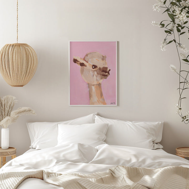 Pastel Pink Alpaca - Stretched Canvas, Poster or Fine Art Print I Heart Wall Art