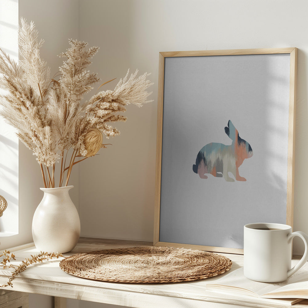 Pastel Rabbit - Stretched Canvas, Poster or Fine Art Print I Heart Wall Art