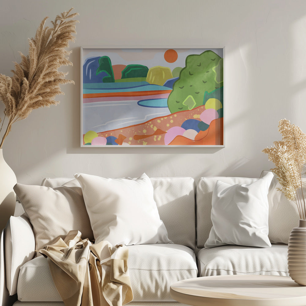 Pastel Sunset Over the Valley - Stretched Canvas, Poster or Fine Art Print I Heart Wall Art
