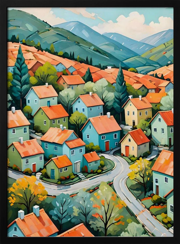 Pastel Village Dream - Stretched Canvas, Poster or Fine Art Print - I Heart Wall Art - Poster Print, Canvas Print or Framed Art Print