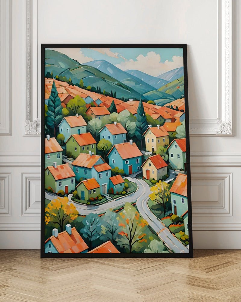 Pastel Village Dream - Stretched Canvas, Poster or Fine Art Print - I Heart Wall Art - Poster Print, Canvas Print or Framed Art Print