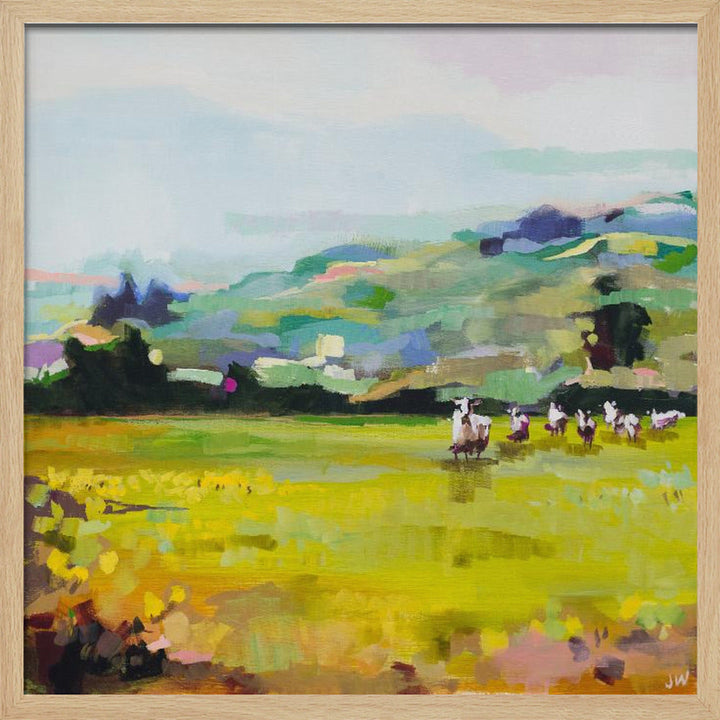 Pasture - Square Stretched Canvas, Poster or Fine Art Print I Heart Wall Art
