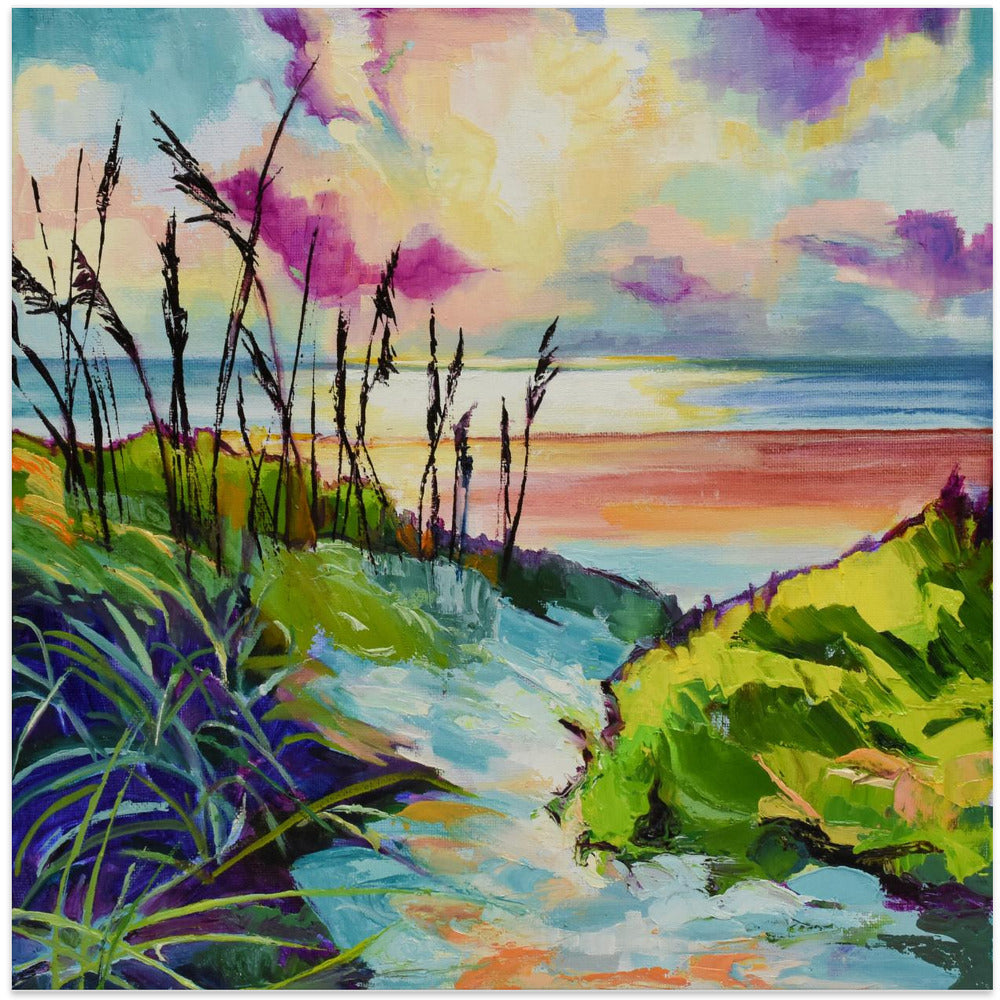 Path To the Ocean - Square Stretched Canvas, Poster or Fine Art Print I Heart Wall Art