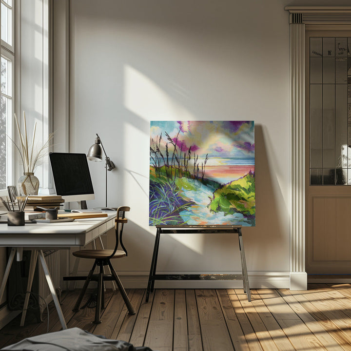 Path To the Ocean - Square Stretched Canvas, Poster or Fine Art Print I Heart Wall Art