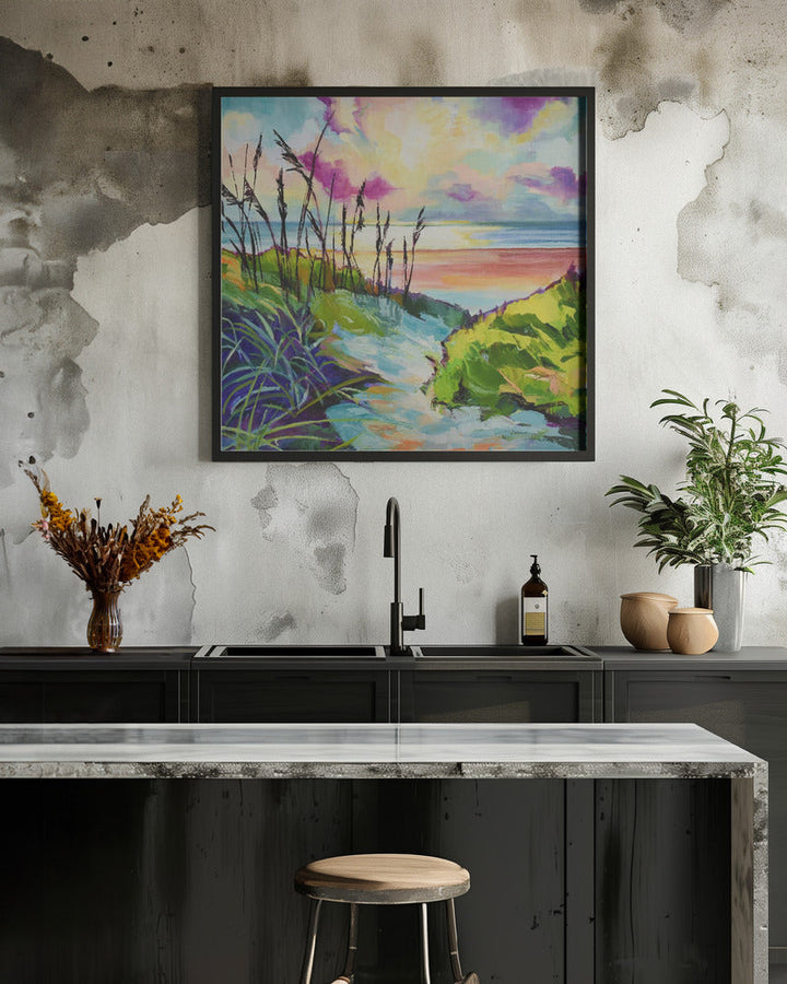 Path To the Ocean - Square Stretched Canvas, Poster or Fine Art Print I Heart Wall Art